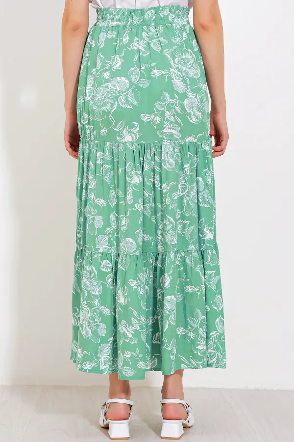 Women's Long Viscose Skirt with Almond Pattern 1898