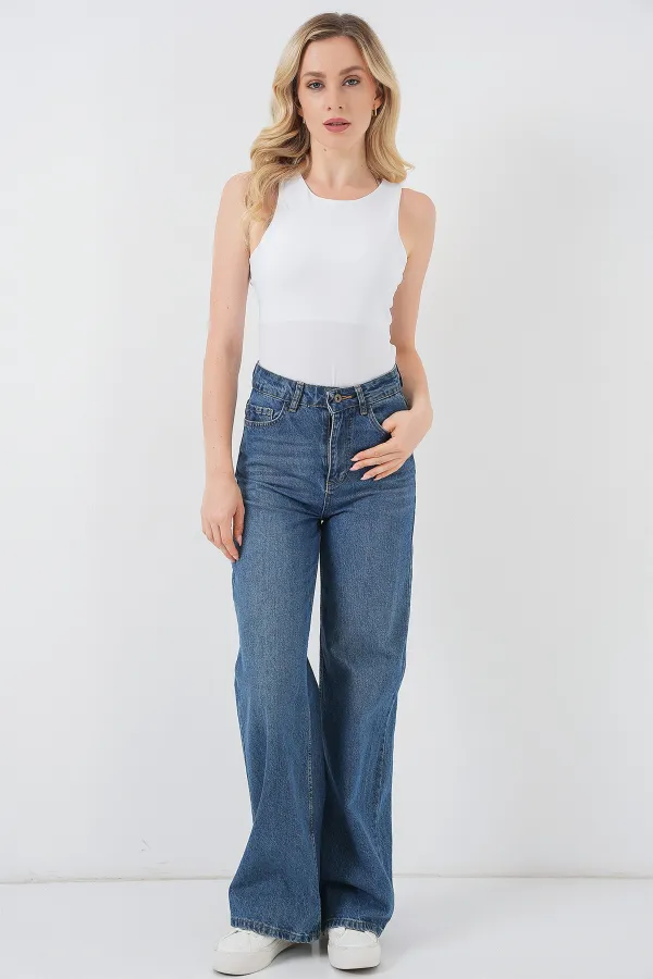 Body dos nu à boutons-pression pour femme 972 - Blanc