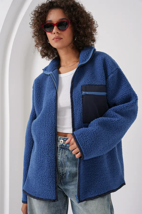 55446 Veste oversize zippée en peluche - Saks