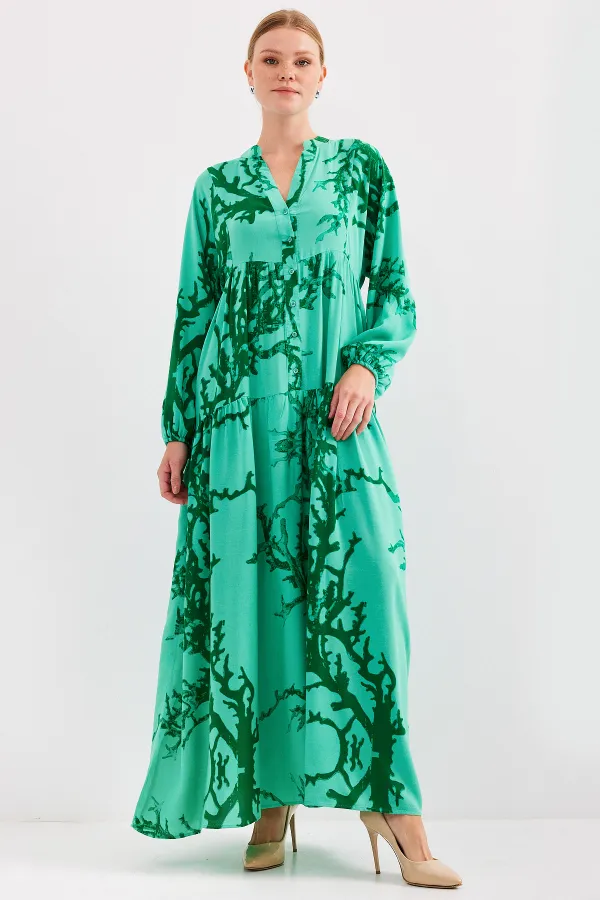 Robe hijab en viscose vert foncé pour femme 2423