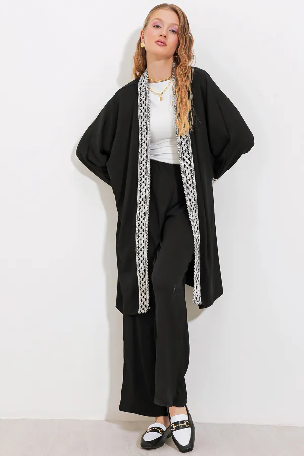 6643 Örme Kimono Takım - Siyah 6643 Örme Kimono Takım - Siyah