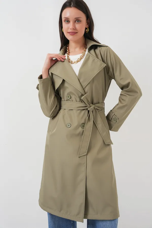 5918 Double-Breasted Trench Coat - Light Green