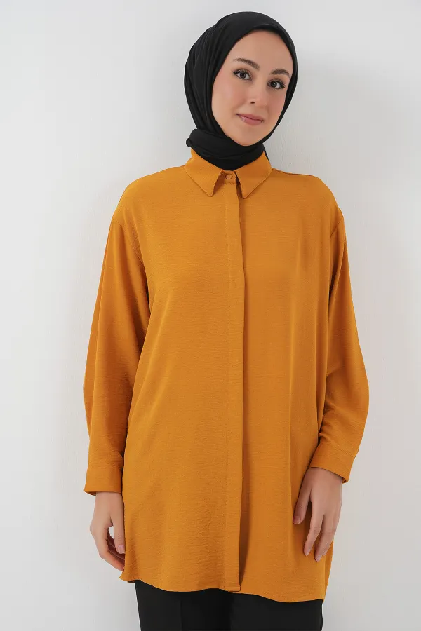 Tunique longue pour femme 5945 - Moutarde