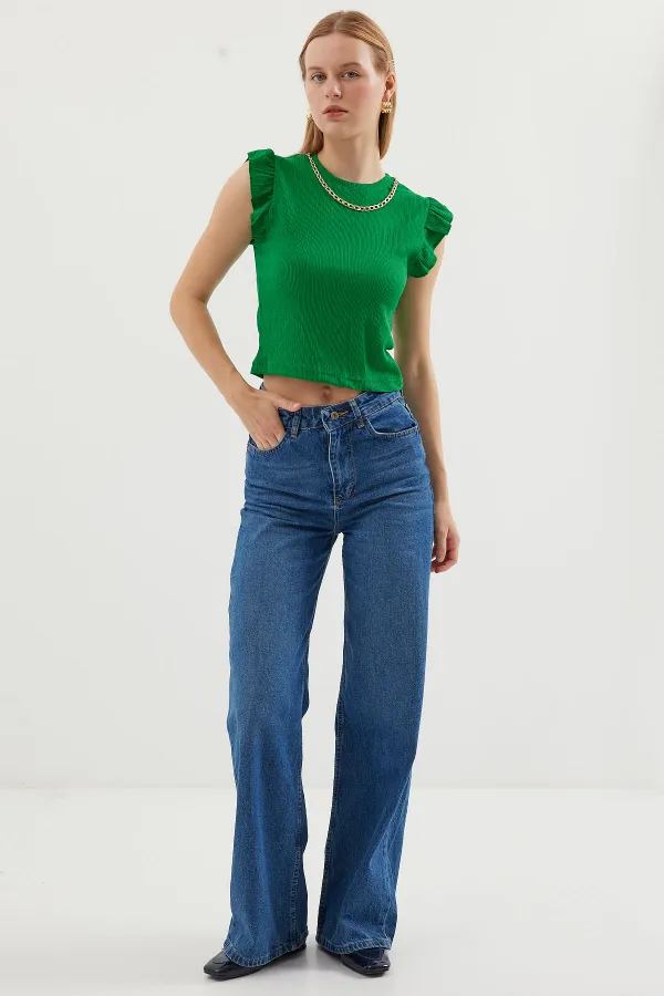 0430 Knitted Blouse - Green