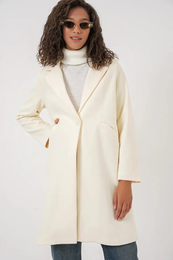 Manteau en cachemire 9085 - Crème