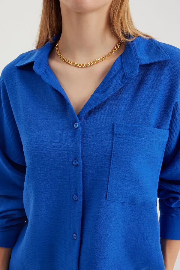 Chemise oversize en lin à poche unique 20153 - C.Saks