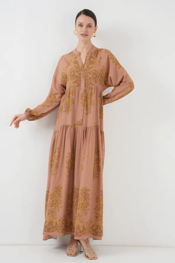 Robe hijab à motif vison et or 2423
