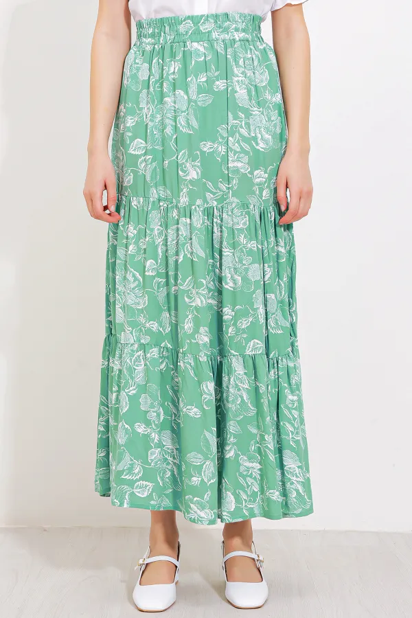 Women's Long Viscose Skirt with Almond Pattern 1898