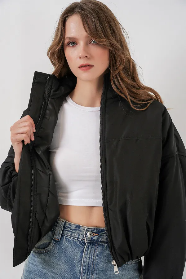 5124 Doudoune noire à col montant