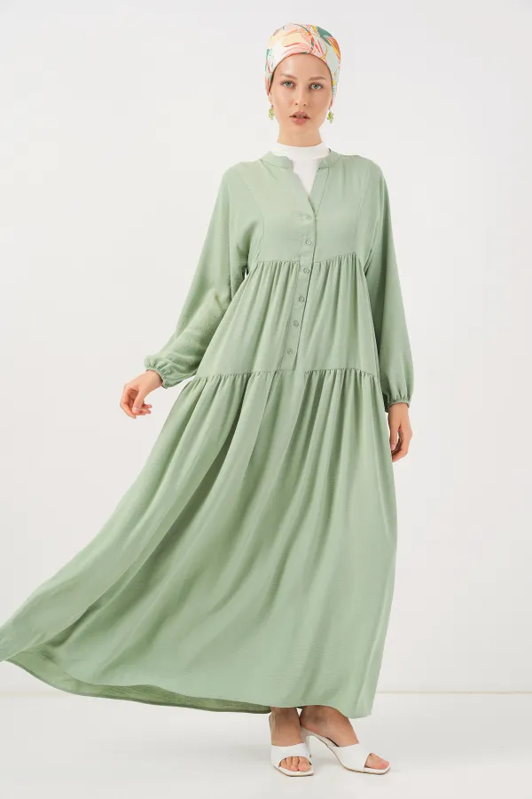 2527 Women's Long Hijab Dress - E.Green