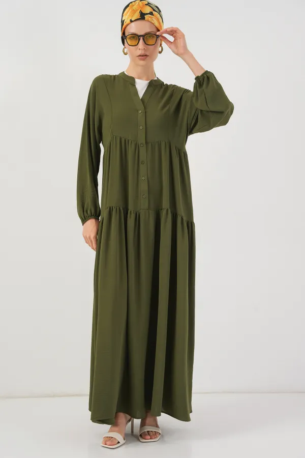 2527 Women's Long Hijab Dress - Khaki 2527 Women's Long Hijab Dress - Khaki