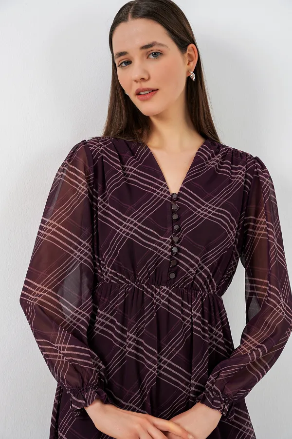 Robe en mousseline à motifs 2137 - Violet