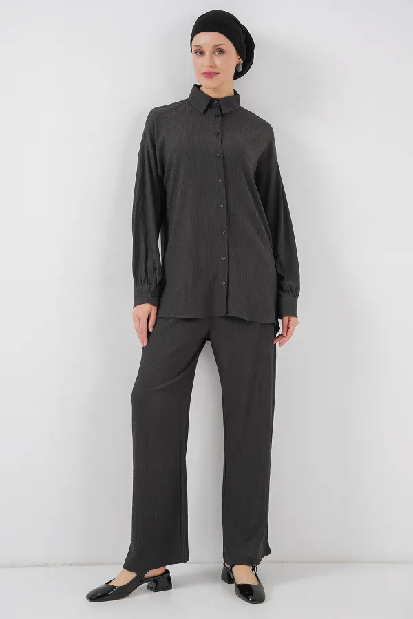 Kadın Örme Tesettür Alt Üst Takım 6711 - Antrasit