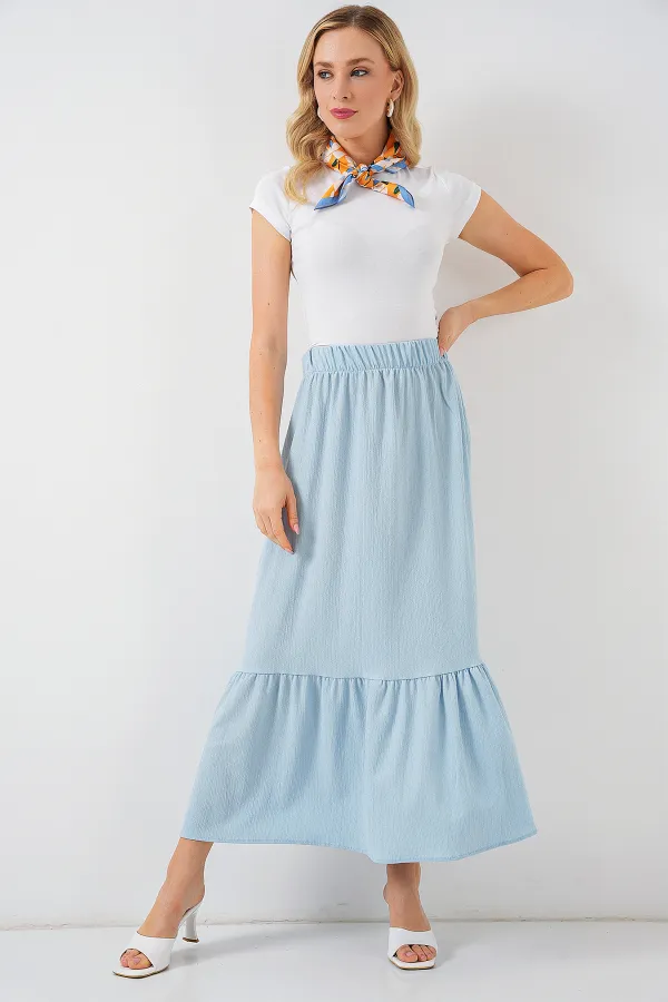 Jupe longue tricotée 1886 - Bleu clair