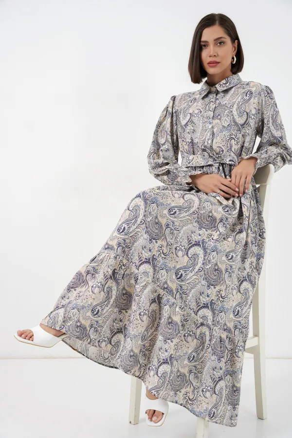 Robe hijab ceinturée pour femme 2589 - Pierre