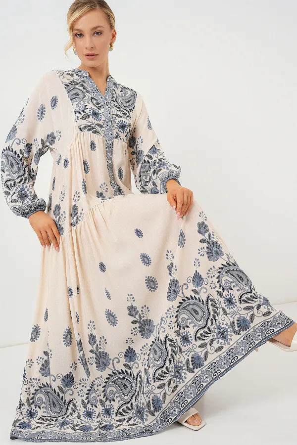 Robe hijab à motifs authentiques 2423 - Bleu marine, taille 12