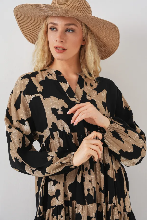 Robe hijab à motifs authentiques 2423 - Beige clair