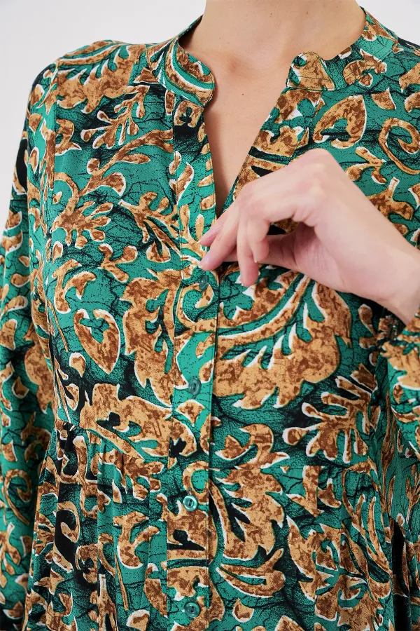 Robe hijab à motifs authentiques 2423 - Vert turquoise clair