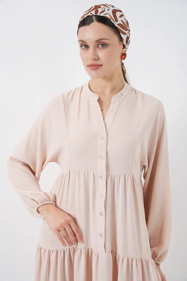2527 Women's Long Hijab Dress - Beige 2527 Women's Long Hijab Dress - Beige