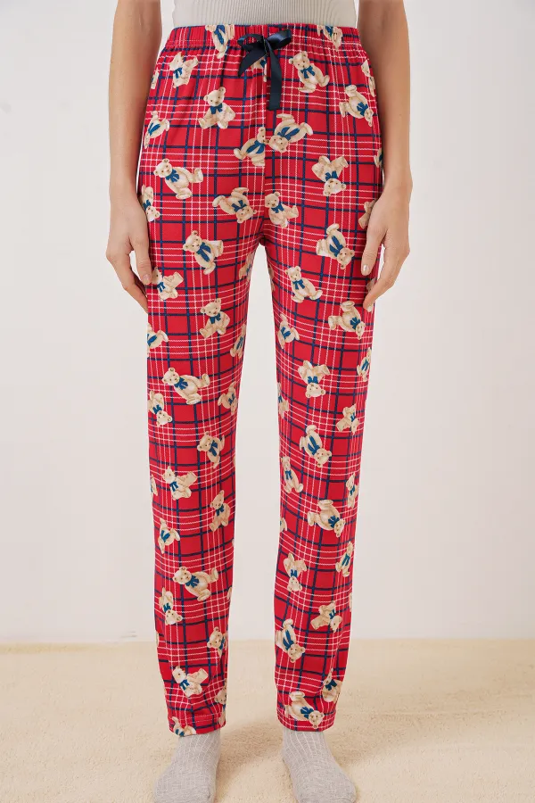 Bas de pyjama à motifs 4323 - Rouge