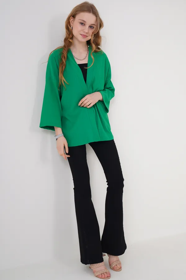 5862 Knitted Kimono - Green