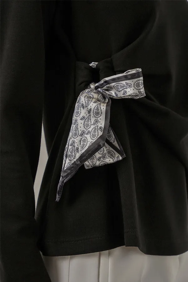 Kadın Fular Detaylu Uzun Kol Bluz 40000 - Siyah