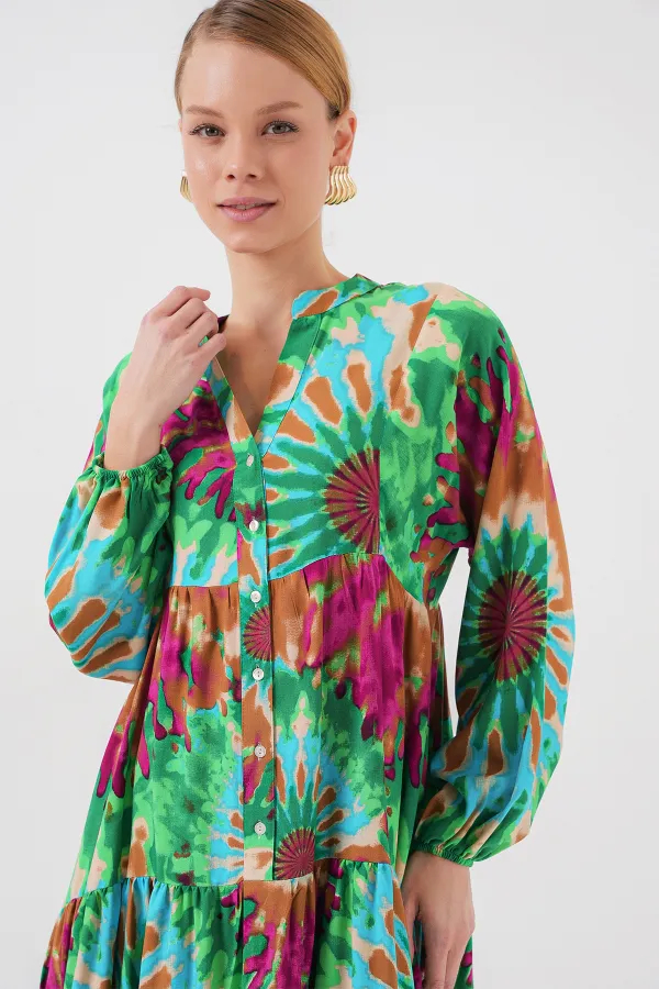 Robe hijab à motifs authentiques 2423 - Verte 9