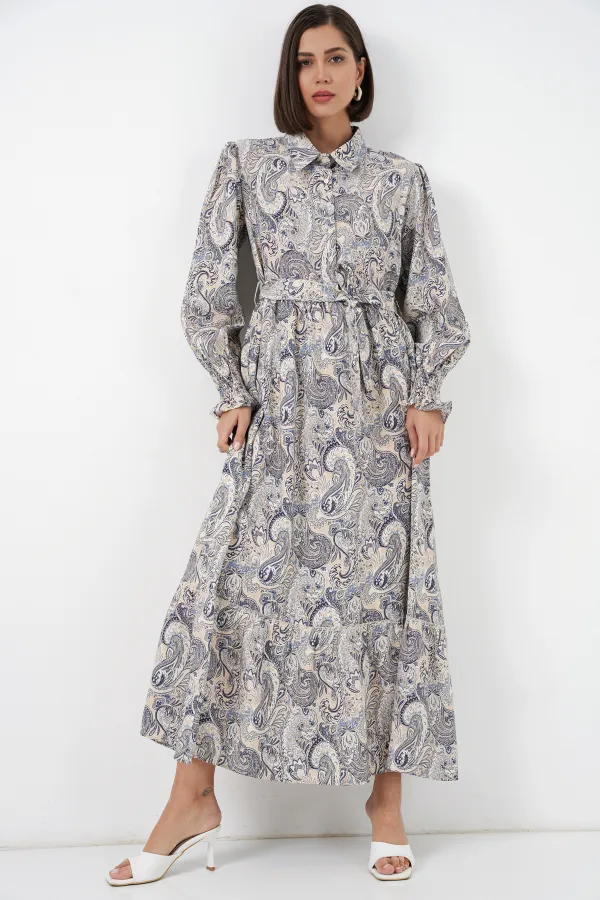 Robe hijab ceinturée pour femme 2589 - Pierre