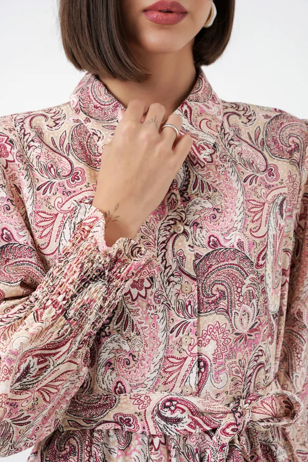 Robe hijab ceinturée pour femme 2589 - Rose