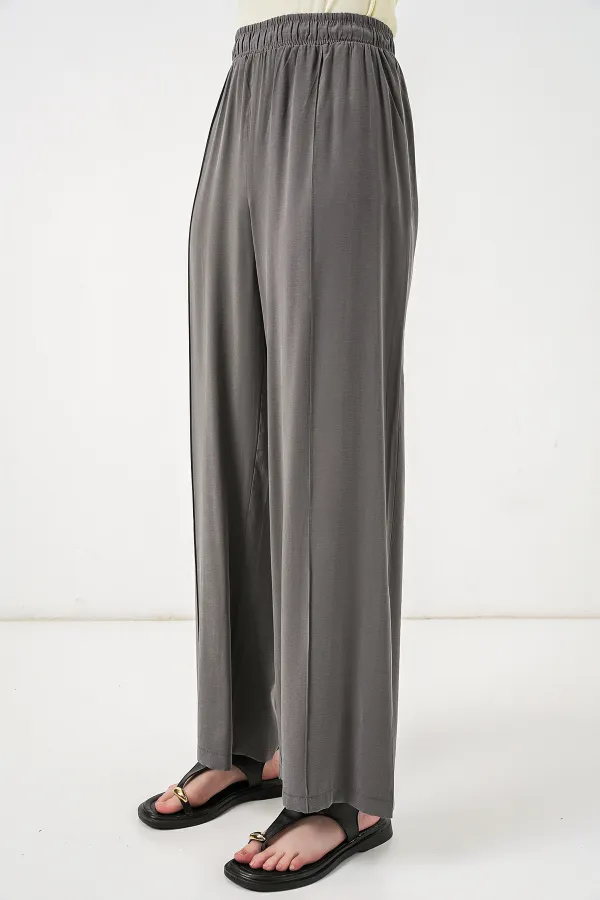 Women's Wide Leg Trousers with Elastic Waistband 30087 - Anthracite Women's Wide Leg Trousers with Elastic Waistband 30087 - Anthracite