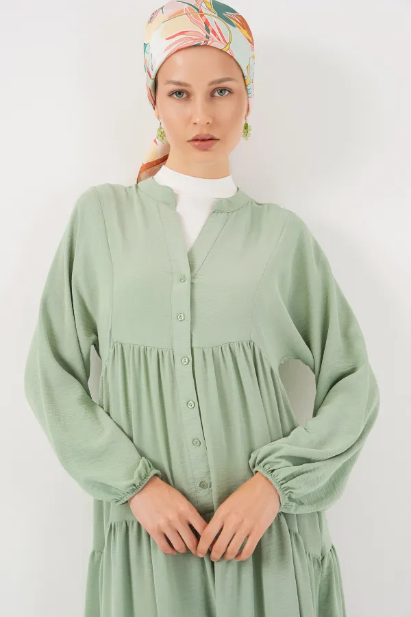 2527 Women's Long Hijab Dress - E.Green