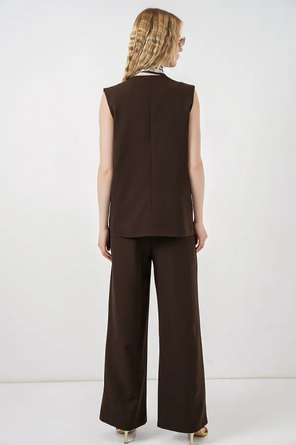 Women's Vest and Trousers Two-Piece Set 30086 - Brown