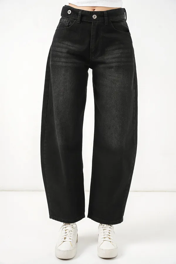 Kadın Yüksek Bel Kot Pantolon 30081 - Siyah