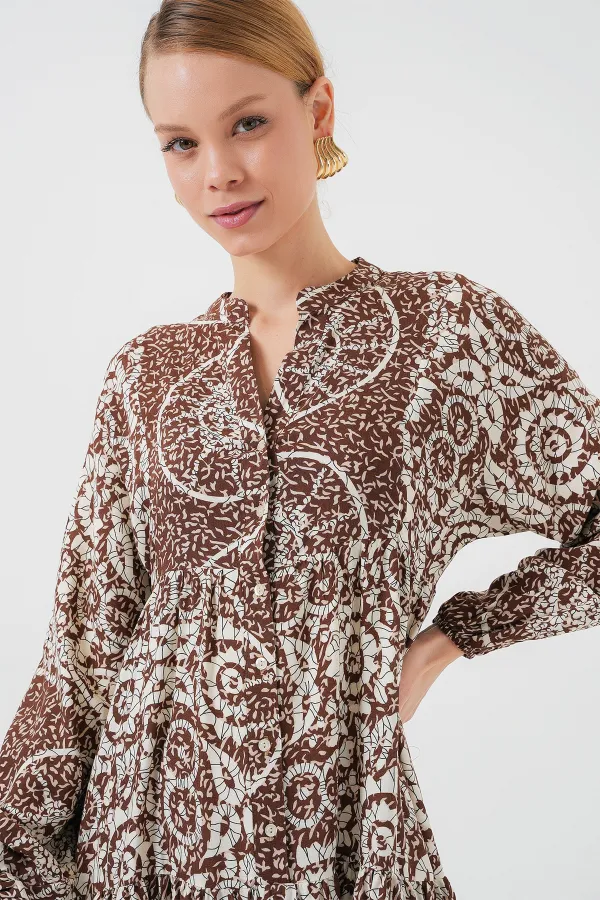 Robe hijab à motifs authentiques 2423 - Noire