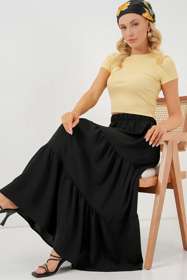 Kadın Ayrobin Uzun Etek 8048 - Siyah