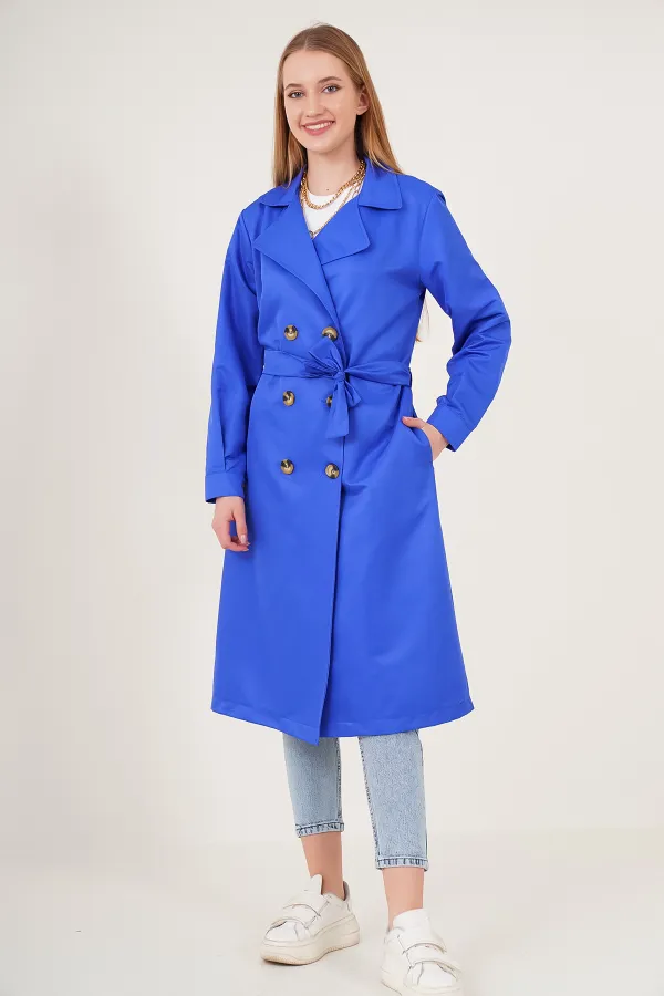 5853 Double-breasted Trench Coat - Saxe