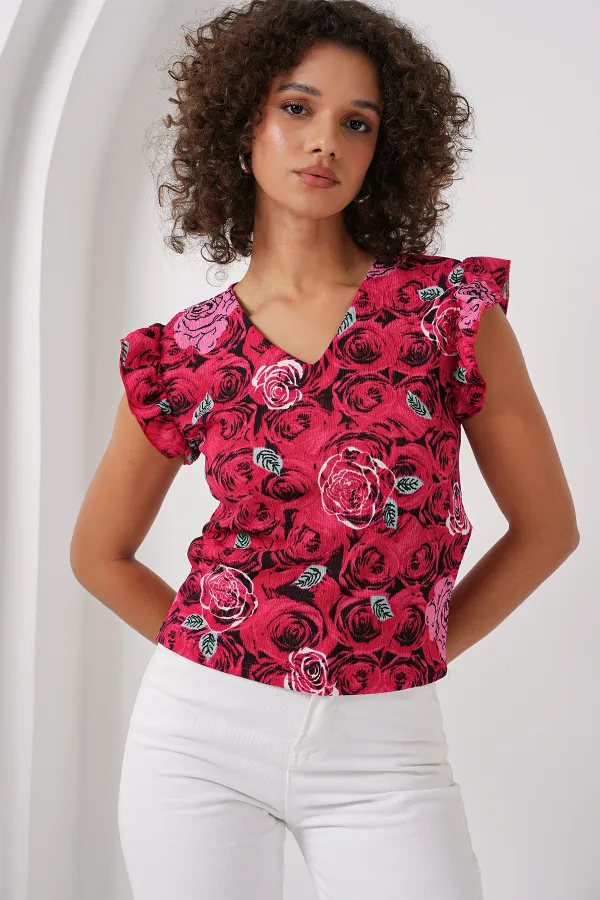 Chemisier tricoté 0430 - Rouge foncé