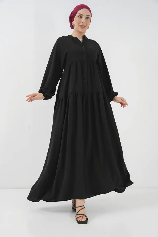 2527 Women's Long Hijab Dress - Black