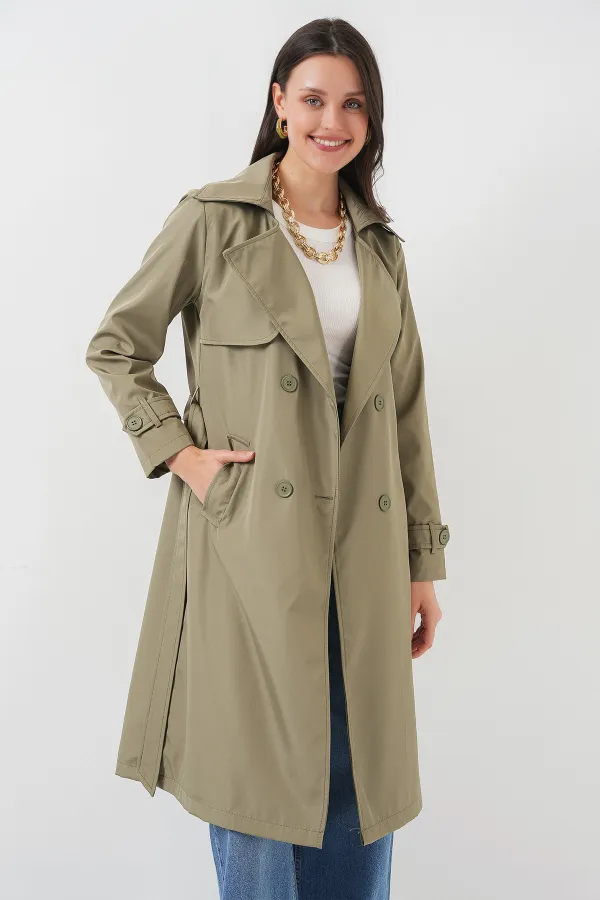 5918 Double-Breasted Trench Coat - Light Green