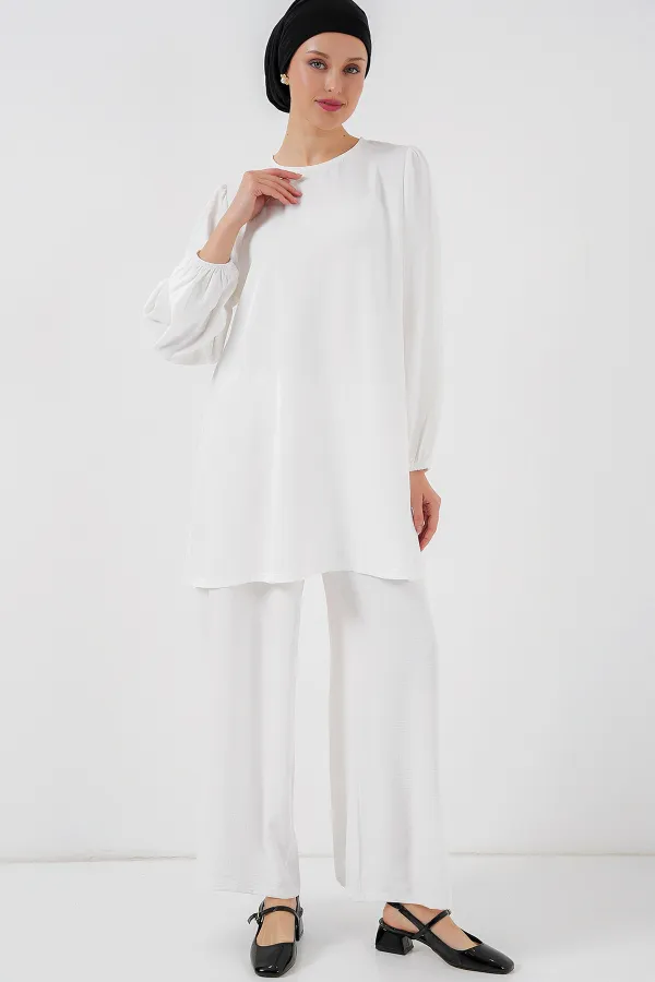 Ayrobin Tunik Pantolon Alt Üst Takım 6712 - Beyaz