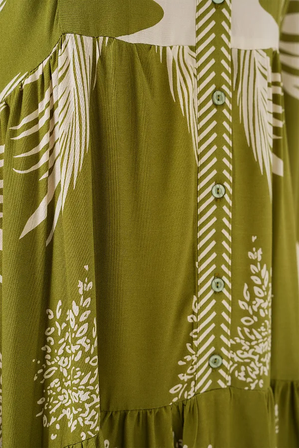 Robe hijab à motifs authentiques 2423 - Vert menthe