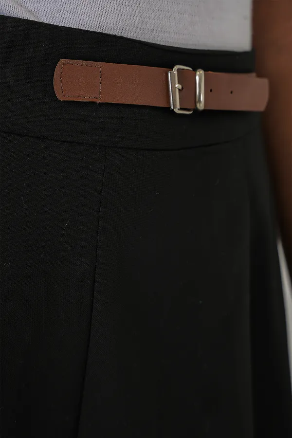 4335 Women's Belted Mini Short Skirt - Black