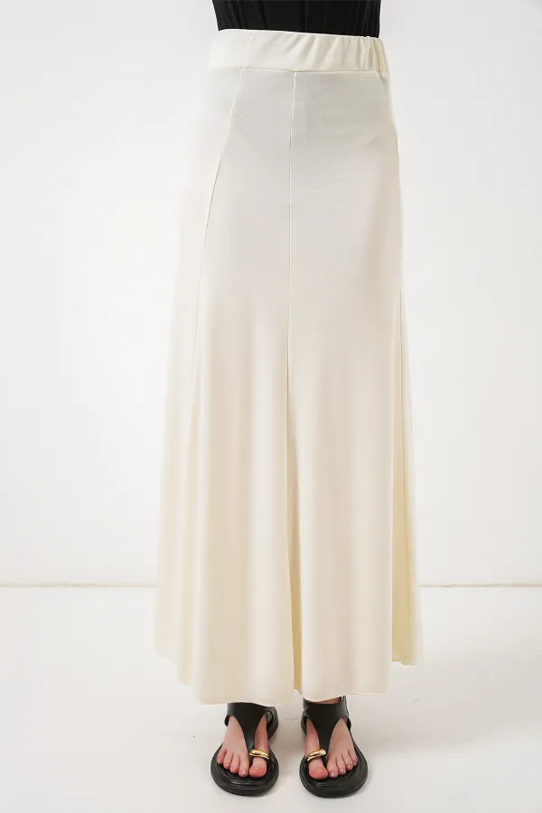 Kadın Örme Uzun Etek 8073 - Ekru