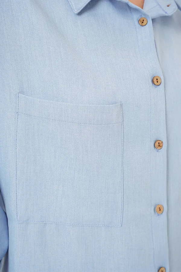 Chemise oversize en lin bleu 20126