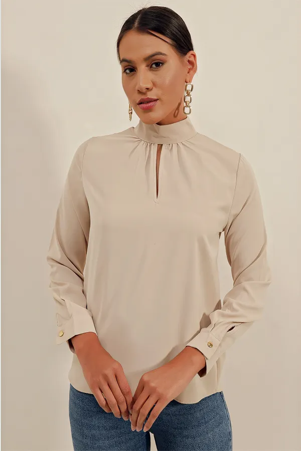 0418 Window Detail Blouse - Beige