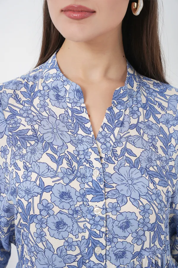 Robe longue hijab à motifs pour femme 2585 - D. Indigo