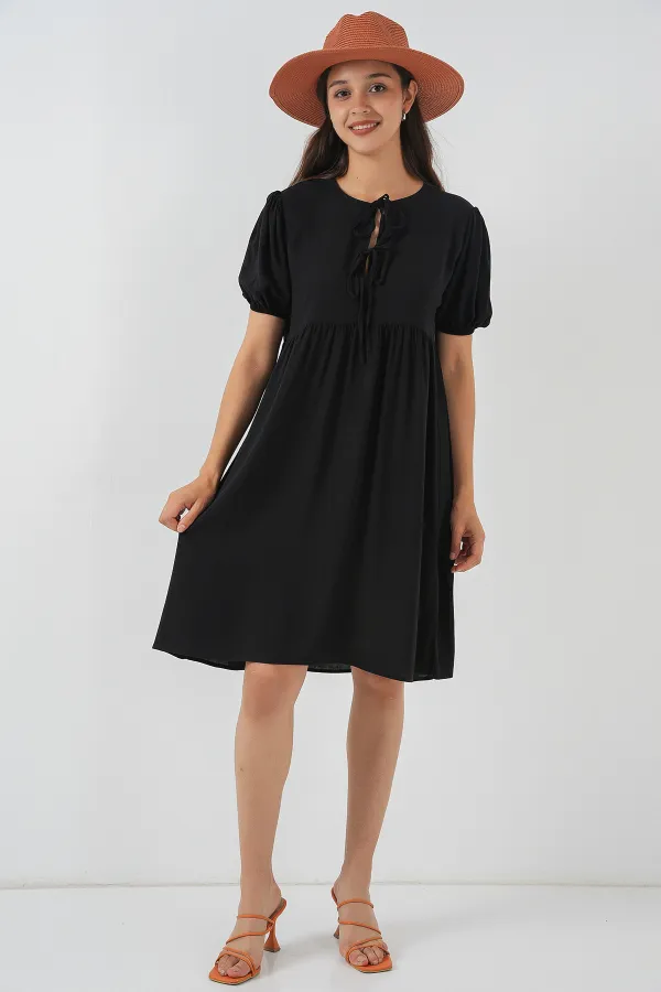 Robe midi à lacets pour femme 2575 - Noire