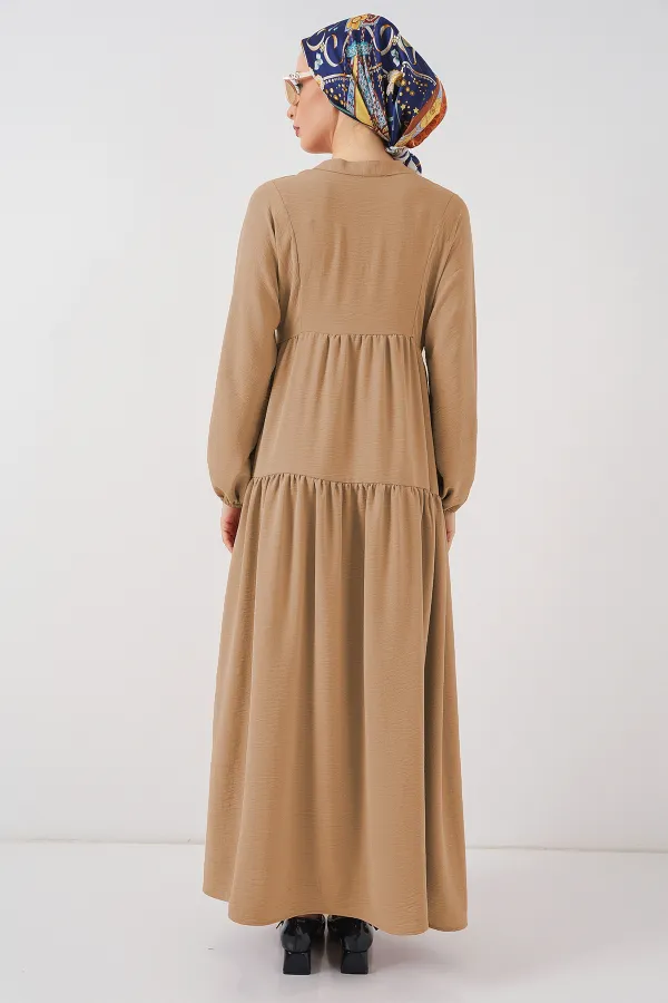 2527 Women's Long Hijab Dress - Biscuit 2527 Women's Long Hijab Dress - Biscuit