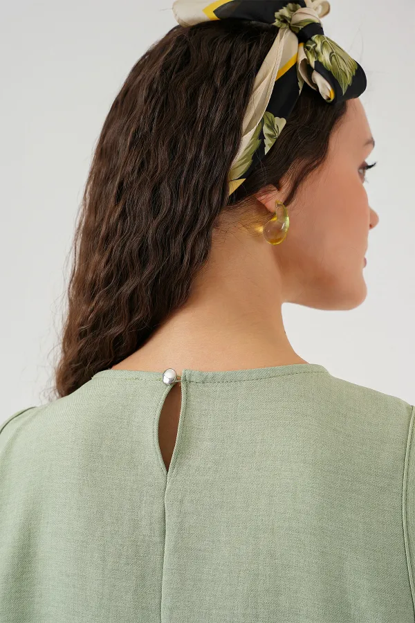 2444 Mini Linen Dress - E.Green