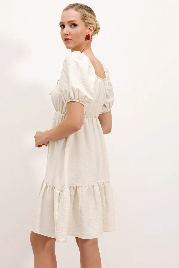 Robe évasée en popeline 2351 - Écru